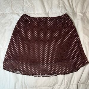 See You Monday Brown Polka Dot Mini Skirt